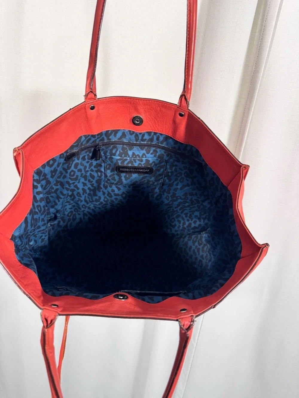 Rebecca Minkoff Coral Red Leather Tote Bag